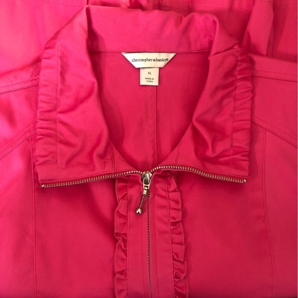 NEW - CHRISTOPHER & BANKS Barbie Pink Cotton Lightweight Zip Front Vest Size XL - Picture 4 of 7